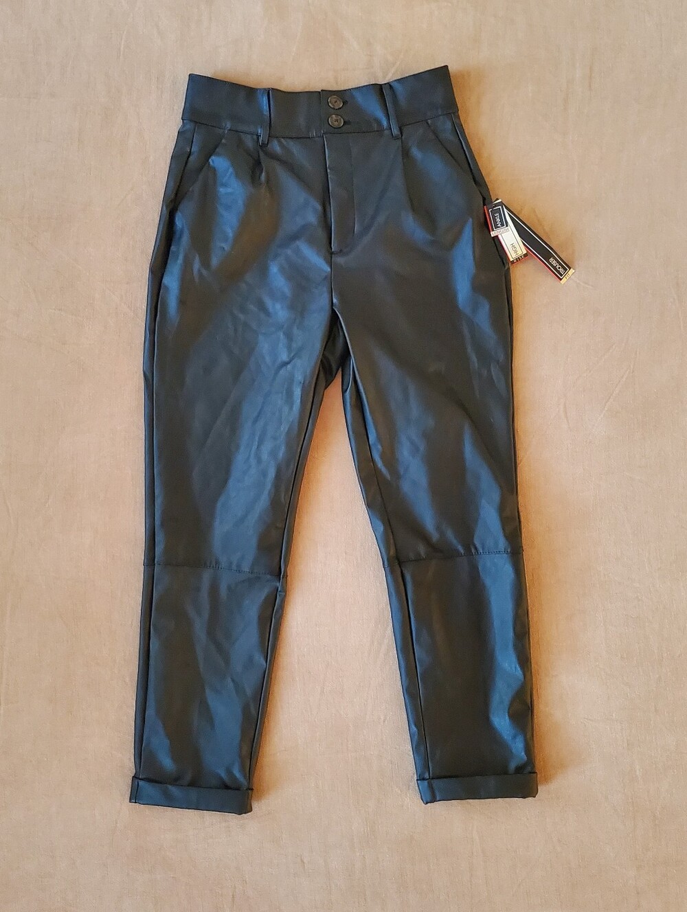 BBJ Los Angeles Faux Leather Cuffed Trouser Pants M
